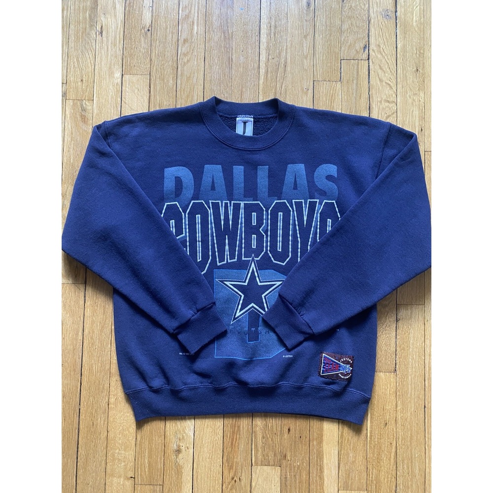 Vintage Dallas Cowboys Sweatshirt Jostens Mens Medium Blue NFL Football USA READ